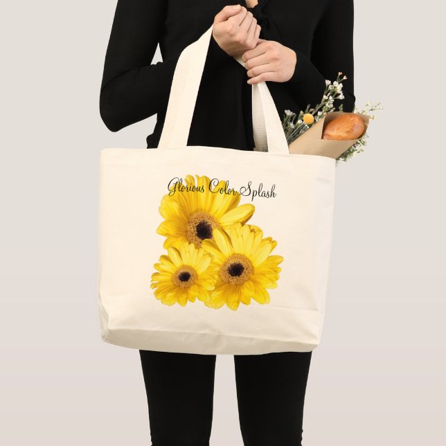Yellow Gerber Daisy Nah Up Fotografie Jumbo Stoffbeutel (Vorderseite (Produkt))