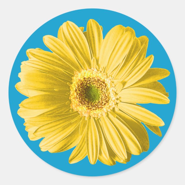 Yellow Gerbera Daisy Blume Runder Aufkleber (Vorderseite)