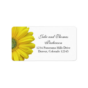 Yellow Gerbera Daisy Blume Wedding Address Adressaufkleber