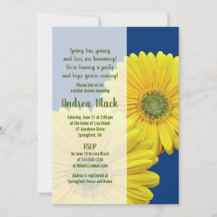 Yellow Gerbera Daisy Navy Bridal Dusche Einladung