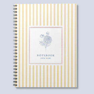 Yellow gestreiftes SpiralNotebook mit Blume Notizblock