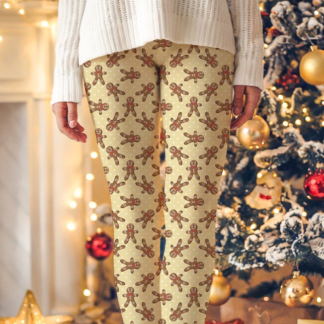 Yellow Gingerbrot Man Polka Dot Christmas Leggings (Von Creator hochgeladen)