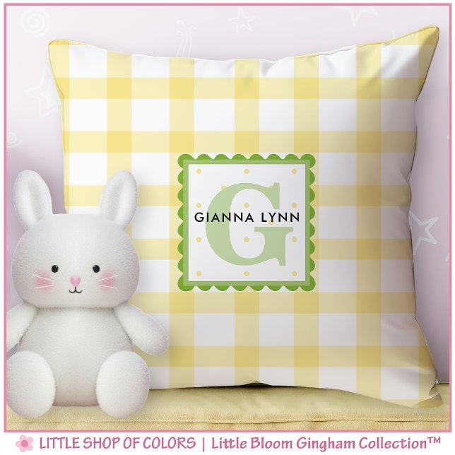 Yellow Gingham Anpassbare Monogramm Kissen (Von Creator hochgeladen)