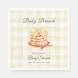Yellow Gingham Bow Pancake Brunch Babydusche Serviette