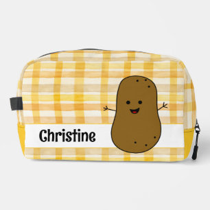 Yellow Gingham Brown Potato Custom Waschbeutel