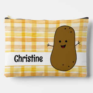 Yellow Gingham Brown Potato Custom Zubehörtasche