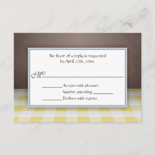 Yellow Gingham Brown UAWG Reply Cards RSVP Karte