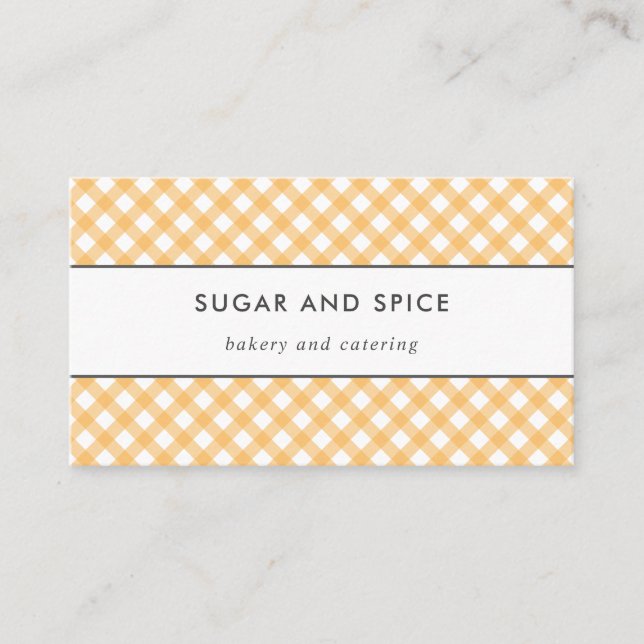 Yellow Gingham Business Card Visitenkarte (Vorderseite)