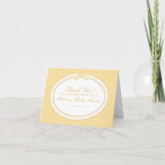 Yellow Gingham Coquette Bow Thank You Card  Dankeskarte