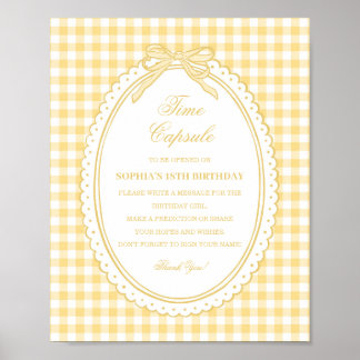 Yellow Gingham Coquette Bow Time Capsule Game Poster