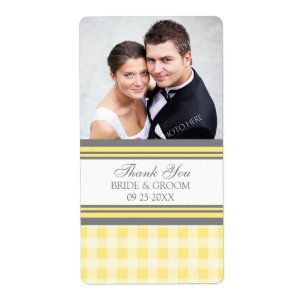 Yellow Gingham Foto Wedding Labels