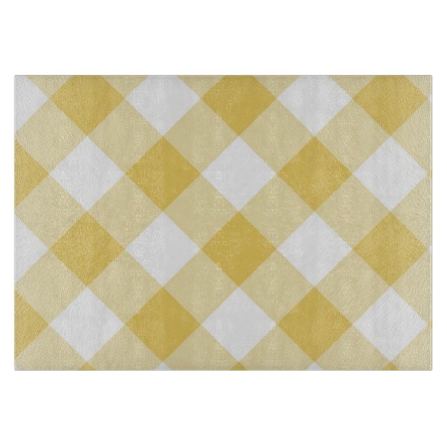 Yellow Gingham Glass Cutting Board Schneidebrett (Vorderseite)