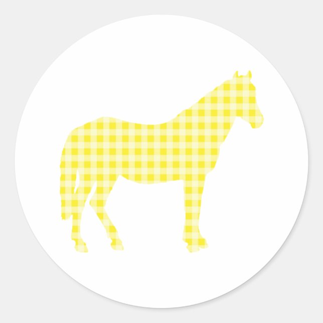 Yellow Gingham Horse Sticker (Vorderseite)
