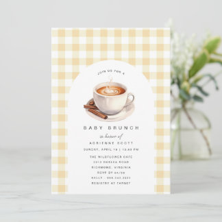 Yellow Gingham | Kaffee Baby Dusche Brunch Einladung