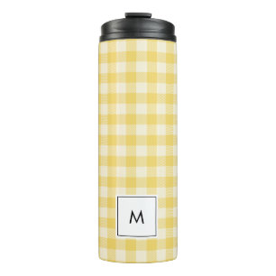 Yellow Gingham Kariert Monogram Thermal Tumbler Thermosbecher