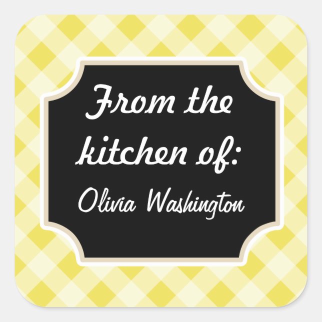 Yellow Gingham Kitchen Stickers (Vorderseite)