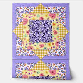 Yellow Gingham Lavender Quilder Hütte Style Tapete