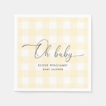 Yellow Gingham Oh Baby Paper Napkin