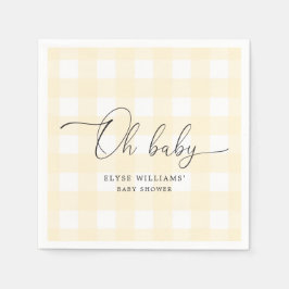 Yellow Gingham Oh Baby Paper Napkin Serviette