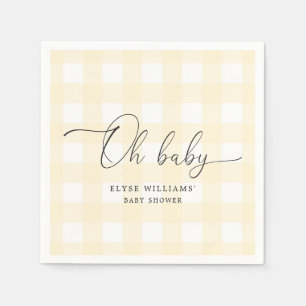Yellow Gingham Oh Baby Paper Napkin Serviette