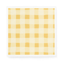 Yellow Gingham Paper Napkins