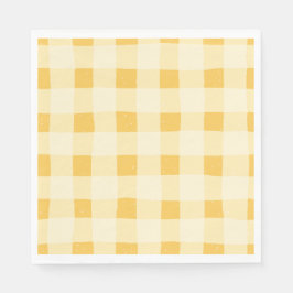 Yellow Gingham Paper Napkins Serviette