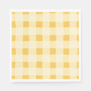 Yellow Gingham Paper Napkins Serviette