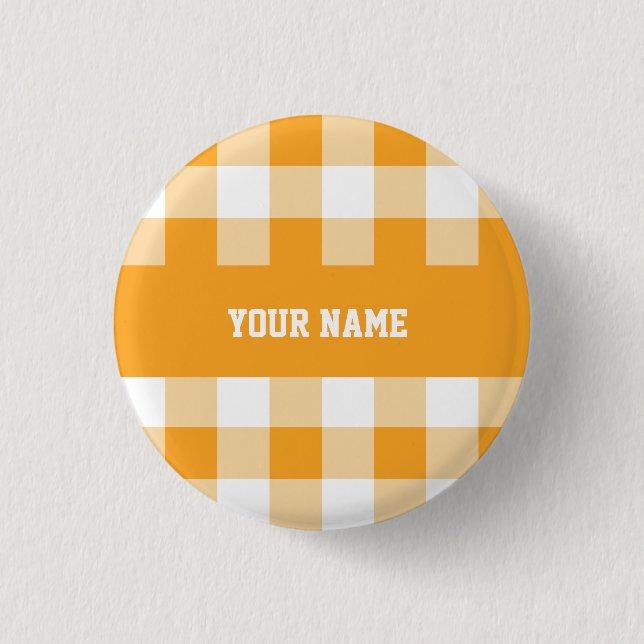 Yellow Gingham Pattern Button (Vorderseite)