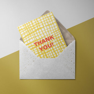 Yellow Gingham Pattern Danke, Card Feiertagskarte