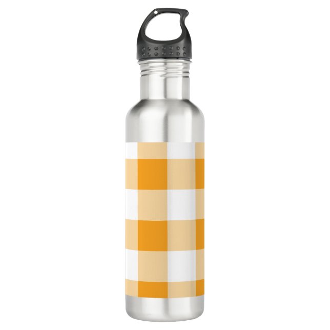 Yellow Gingham Pattern Edelstahlflasche (Vorderseite)