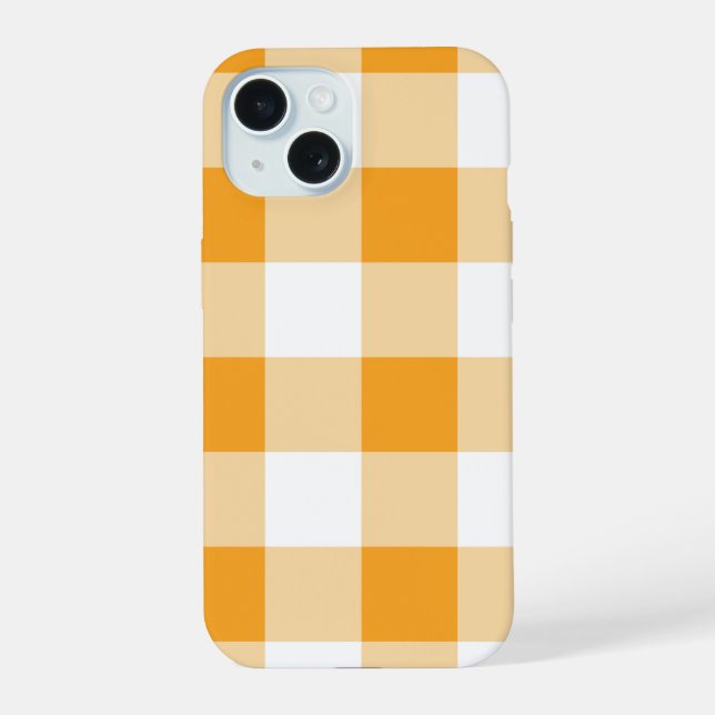 Yellow Gingham Pattern iPhone 15 Hülle (Rückseite)