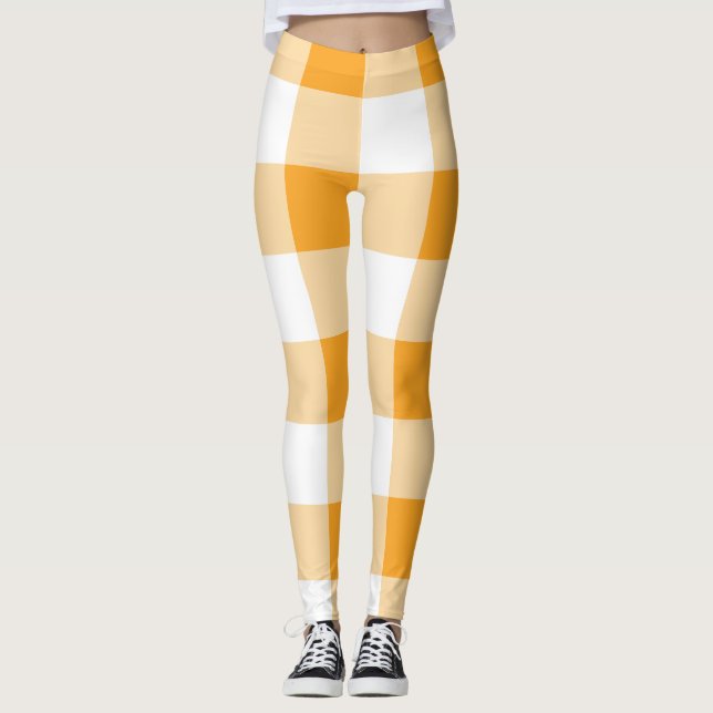Yellow Gingham Pattern Leggings (Vorderseite)