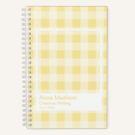 Yellow Gingham Plaid Transparent Frame Notebook Notizbuch