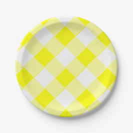 Yellow Gingham Retro Spektakuläre Alte Schule Pappteller