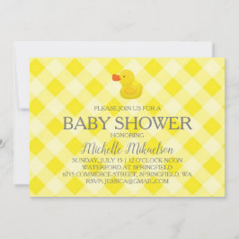 Yellow Gingham Rubber Duckie Baby Duckie Einladung