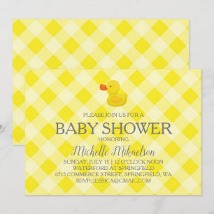Yellow Gingham Rubber Duckie Baby Duckie Einladung