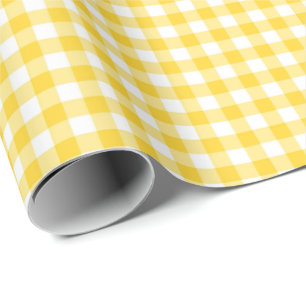 Yellow Gingham Wrapping Paper Geschenkpapier