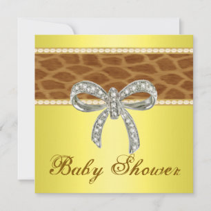Yellow Giraffe Diamond Bow Babydusche Einladung