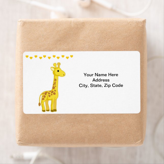 Yellow Giraffe Hearts Labels (Insitu)