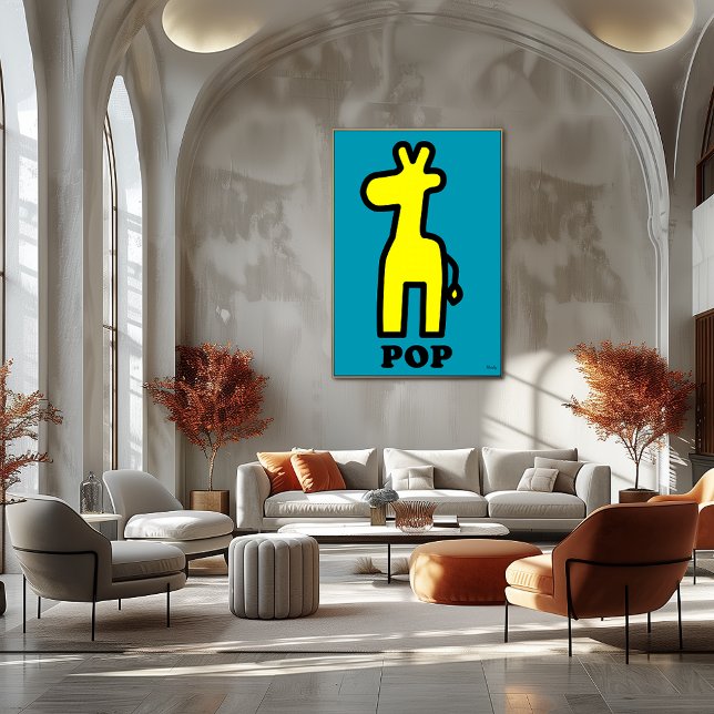 Yellow Giraffe Pop Kunst Fett Cartoon Silhouette Poster (Von Creator hochgeladen)