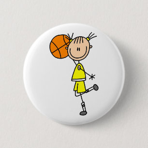 Yellow Girl Basketball T - Shirt und Geschenke Button