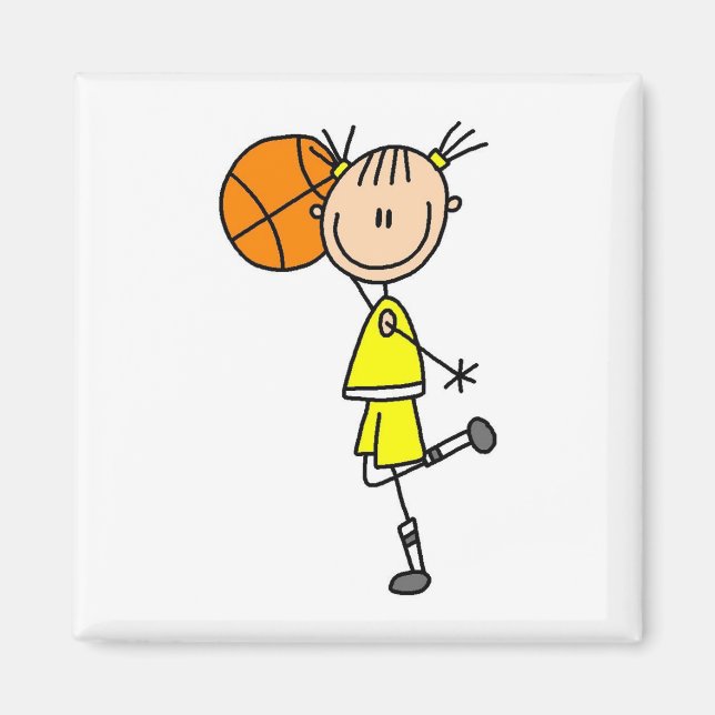 Yellow Girl Basketball T - Shirt und Geschenke Magnet (Vorne)