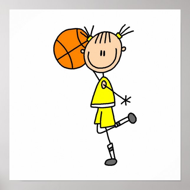 Yellow Girl Basketball T - Shirt und Geschenke Poster (Vorne)
