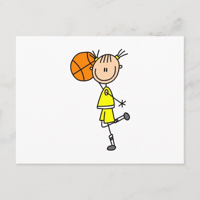 Yellow Girl Basketball T - Shirt und Geschenke Postkarte (Vorderseite)