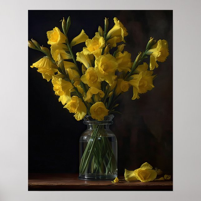 Yellow Gladiolus Blume Art Print Poster (Vorne)