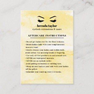 Yellow Glam Eyelash Browbar Aftercare Instructions Visitenkarte