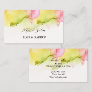 Yellow Glitzer gold Aquarell Business Card Visitenkarte