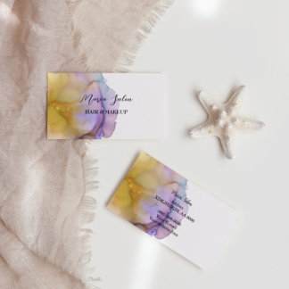 Yellow Glitzer gold Aquarell Business Card Visitenkarte