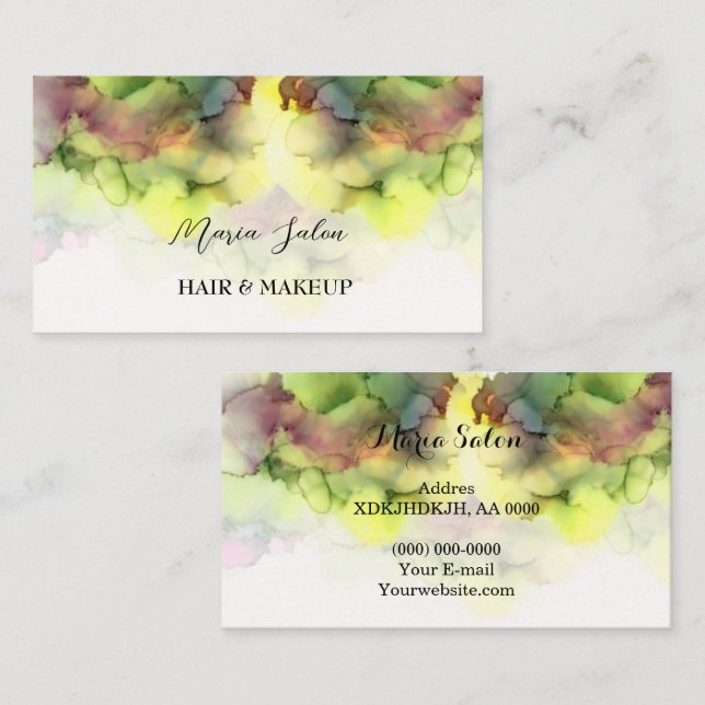 Yellow Glitzer gold Aquarell Business Card Visitenkarte