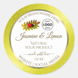 Yellow Glitzer White Product Labels Ladybug Logo Runder Aufkleber